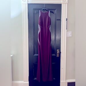 Cachet gown with rhinestone beading